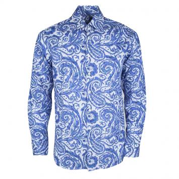 Pre Owned Etro Blue and White Paisley Print Long Sleeve Button Front New Lucky Reg Shirt M