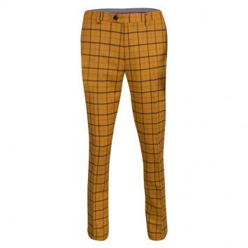 Pre Owned Etro Mustard Checked Wool Panama Slim Fit Trousers M