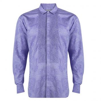 Pre Owned Etro Purple Cotton Paisley Motif Long Sleeve Button Front Shirt S