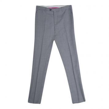 Pre Owned Etro Navy Blue and White Mini Houndstooth Pattern Panama Slim Wool Trousers M