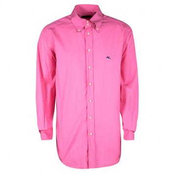 Pre Owned Etro Pink Cotton Long Sleeve Button Front Shirt XXL
