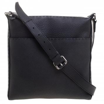 Pre Owned Fendi Black Selleria Leather Messenger Bag