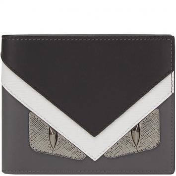Pre Owned Fendi Tricolor Elite Leather Bag Bugs Eyes Horizontal Bifold Wallet