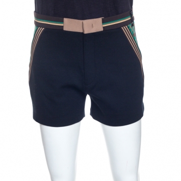 Pre Owned Fendi Black Knit Stripped Trim Detail Shorts L