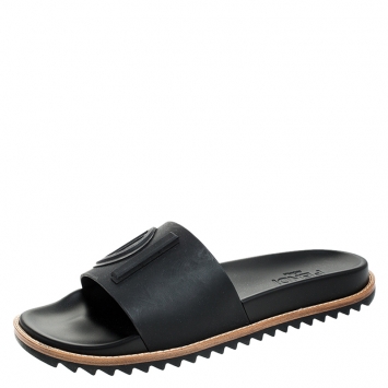 Pre Owned Fendi Black PVC Slide Sandals Size 41