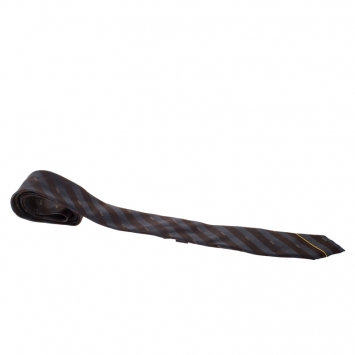 Pre Owned Fendi Bicolor Striped Logo Embroidered Skinny Silk Tie