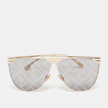 Pre Owned Fendi Gold FF Fabulous FF 0467/S Shield Sunglasses