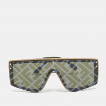 Pre Owned Fendi Green/Black FF M0076/G/S Shield Sunglasses