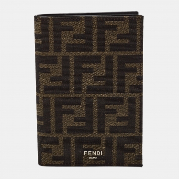 Pre Owned Fendi Tobacco Zucca Canvas Passport Holder