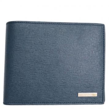 Pre Owned Fendi Navy Blue Leather Bi Fold Wallet