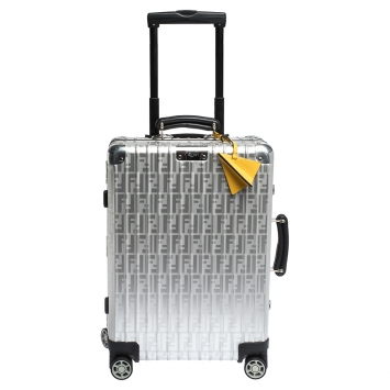 Pre Owned FENDI x Rimowa Black/Yellow Aluminium Cabin Trolley Suitcase