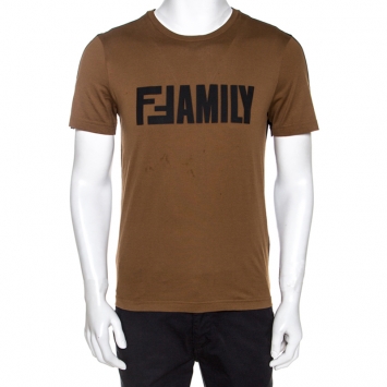 Pre Owned Fendi Bicolor Logo And Family Printed Cotton Crew Neck T-Shirt M