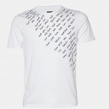Pre Owned Fendi White Embroidered Cotton Knit T-Shirt L
