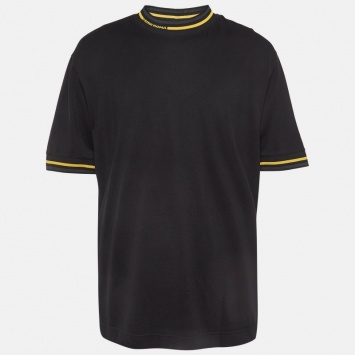 Pre Owned Fendi Black Cotton Contrast Trim T-Shirt XL