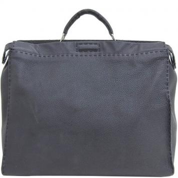 Pre Owned Fendi Black Leather Peekaboo Bag