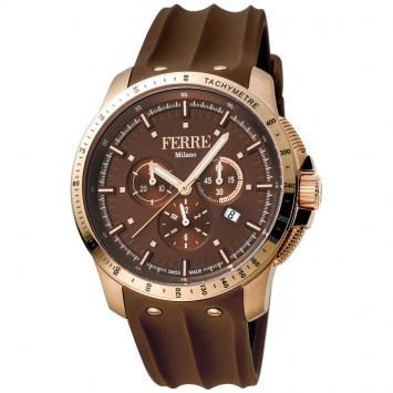 Pre Owned Ferre Milano Chocolate Rose Gold Plated Stainless Steel FM1G078P0021 Men's Wristwatch 45MM