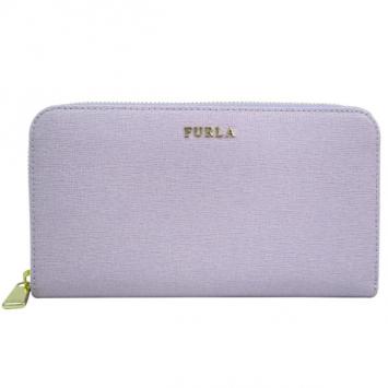 Pre Owned Furla Purple Leather Zip Around Contential Wallet