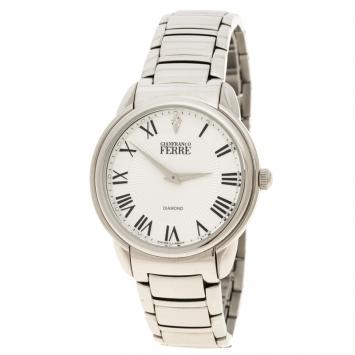 Pre Owned Gianfranco Ferre White Stainless Steel Men's Wristwatch 40MM