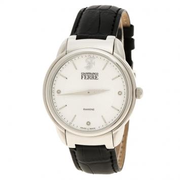 Pre Owned Gianfranco Ferre White Stainless Steel Men's Wristwatch 40MM
