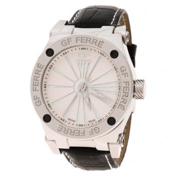 Pre Owned Gianfranco Ferre White  Mother of Pearl Stainless Steel GFss7397.1.2 Men's Wristwatch 46 mm