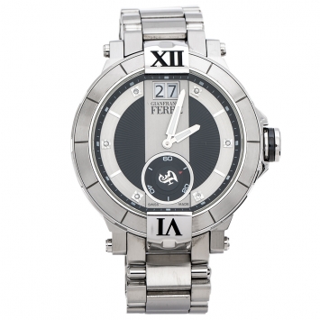 Pre Owned Gianfranco Ferre Black Stainless Steel Diamond Collection Men's Wristwatch 46 mm