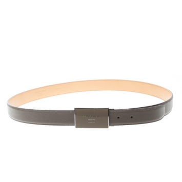 Pre Owned Giorgio Armani Beige Saffiano Leather Plate Buckle Belt One Size