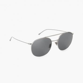 Pre Owned Giorgio Armani Silver Pilot Round Sunglasses