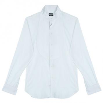Pre Owned Giorgio Armani Camicia Da Sera White Cotton Tuxedo Men's Shirt EU58