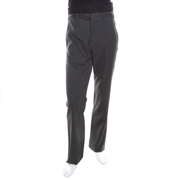 Pre Owned Giorgio Armani Grey Wool Tailored Trousers S