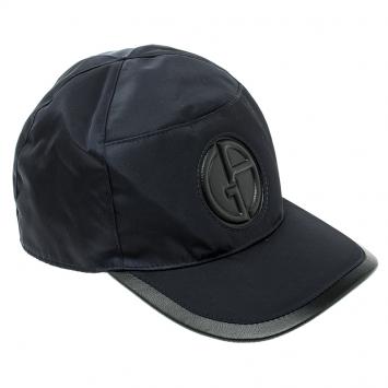 Pre Owned Giorgio Armani Navy Blue Nylon Logo Baseball Cap