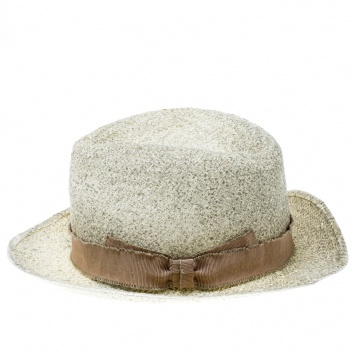 Pre Owned Giorgio Armani Cream Coated Straw Woven Panama Hat Size 59
