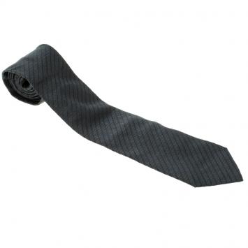 Pre Owned Giorgio Armani Grey Striped Woven Silk Tie