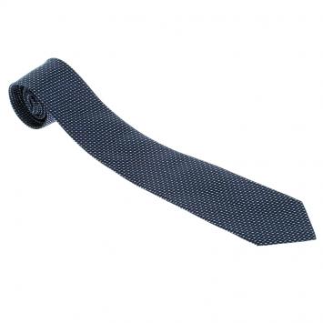 Pre Owned Giorgio Armani Navy Blue Woven Silk Tie