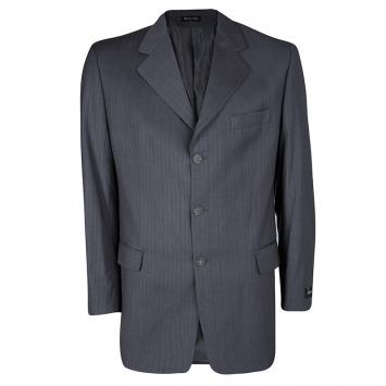 Pre Owned Giorgio Armani Super 150's Vitale Barberis Canonico Grey Pinstriped Blazer XXL