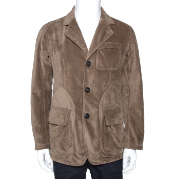 Pre Owned Giorgio Armani Olive Green Velour Borgo 21 Jacket M