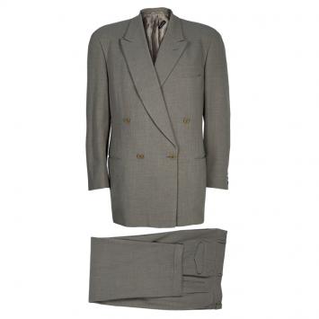 Pre Owned Giorgio Armani Men's Beige Wool Suit L