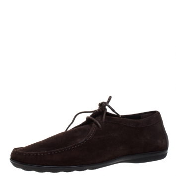 Pre Owned Giorgio Armani Brown Suede Derby Lace Up Loafers Size 41.5