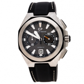 Pre Owned Girard Perregaux Grey Stainless Steel Chrono Hawk Ref.49970 Men's Wristwatch 44 mm