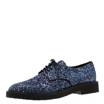 Pre Owned Giuseppe Zanotti Two Tone Coarse Glitter Tyson Derby Size 43