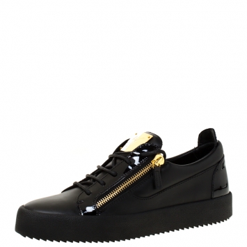 Pre Owned Giuseppe Zanotti Black Leather Frankie Sneakers Size 43.5