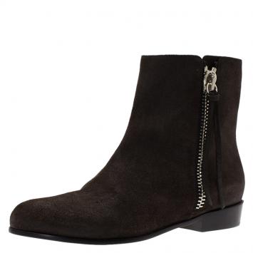 Pre Owned Giuseppe Zanotti Dark Brown Suede Chelsea Ankle Boots Size 41
