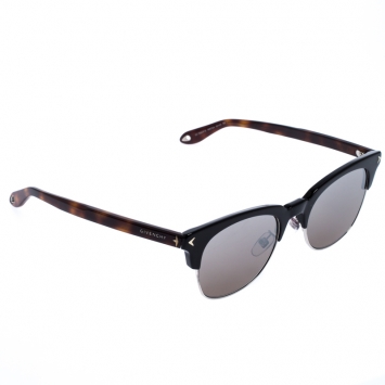 Pre Owned Givenchy Black/Brown Tortoise GV7083 Mirror Half Rim Sunglasses