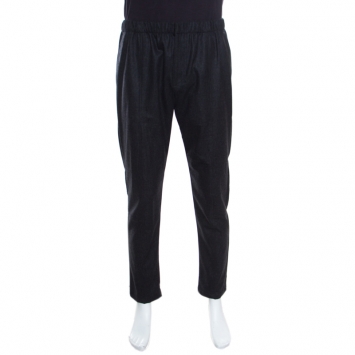Pre Owned Givenchy Dark Grey Wool Elasticized Waist Zip Detail Pants XL