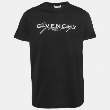 Pre Owned Givenchy Black Degrade Signature Cotton Regular-Fit T-Shirt S