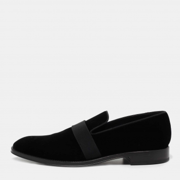 Pre Owned Givenchy Black Velvet Jenaro Slip On Loafers Size 44