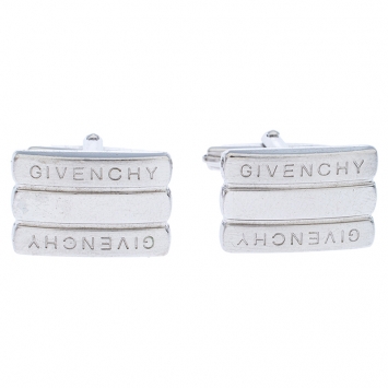 Pre Owned Givenchy Silver Tone Bar Cufflinks