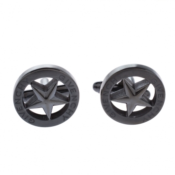 Pre Owned Givenchy Dark Grey Tone Star Cufflinks