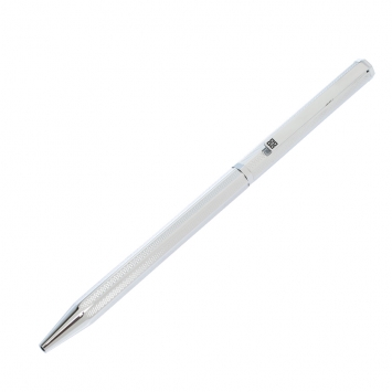 Pre Owned Givenchy Octagonal Textured Silver Tone Ballpoint Pen