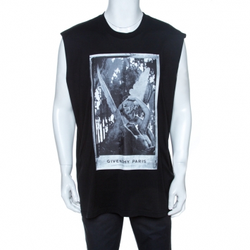 Pre Owned Givenchy Black Graphic Print Cotton Sleeveless T-Shirt M