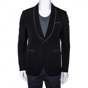 Pre Owned Givenchy Black Wool Contrast Chain Detail Blazer M